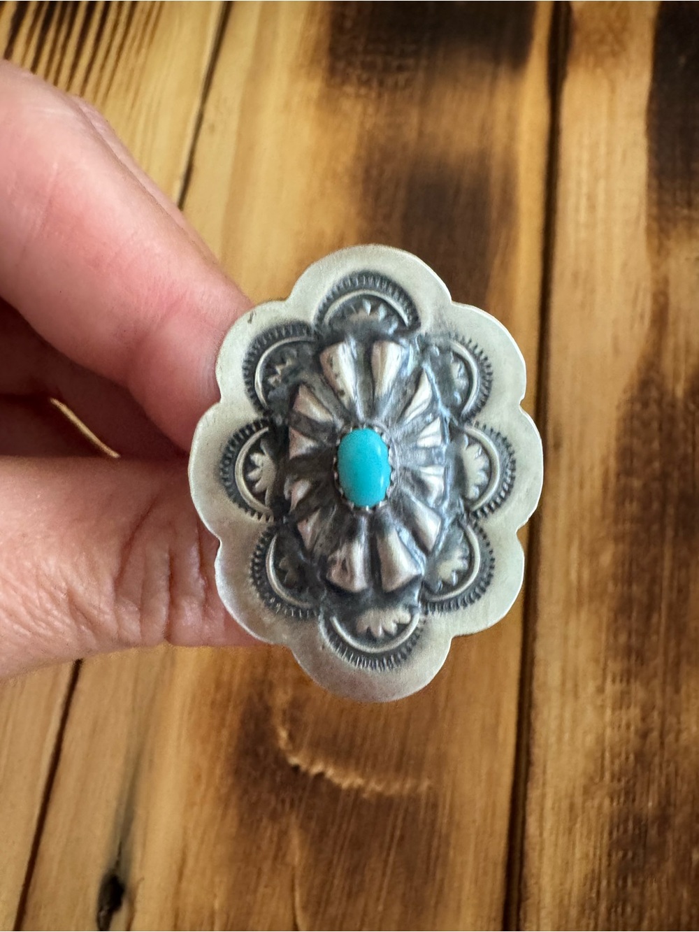 Ray Benally Turquoise Concho Ring